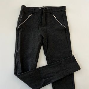 Zara Casual/Dressy Skinny Formal Trouser Pants, gray with zipper detail, size S